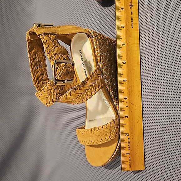 Stuart Weitzman Akilah Sparkle Tan Braided Wedge Sandal - Picture 9 of 12